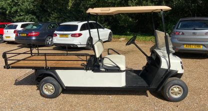 Cushman-Shuttle-2-white-brown-flatbed-side-right